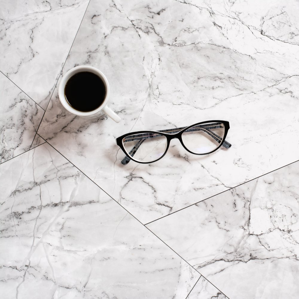 cup on porcelain tiles by ostila tiles